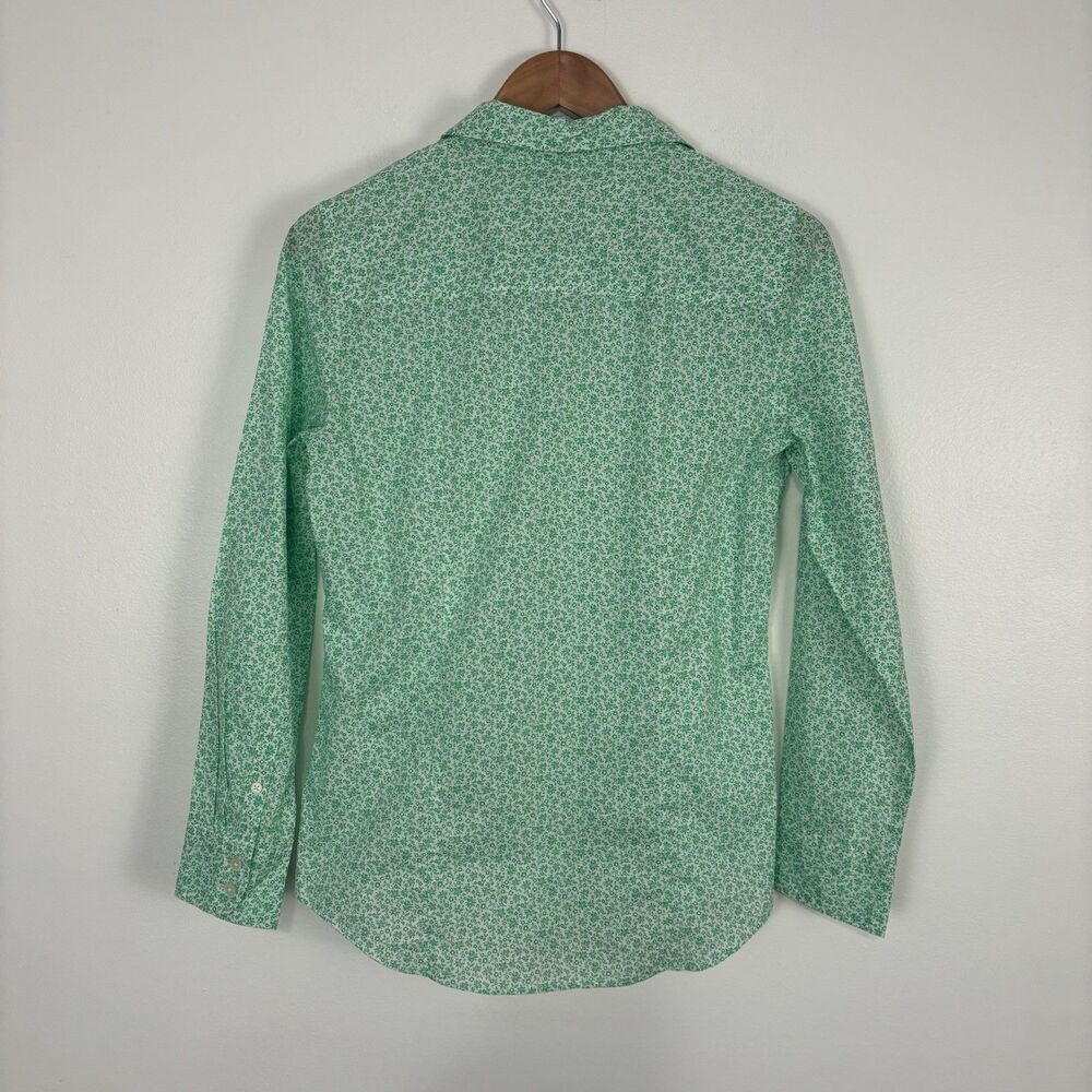 J. Crew Button Up Shirt Short Long Sleeve Green Floral Lightweight Breathable - Picture 9 of 10